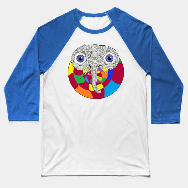 Elephant in a Crimson Galaxy Baseball T-Shirt by Zenferren